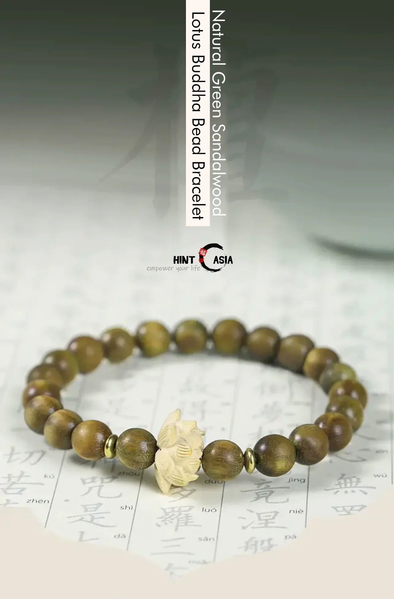 Natural Green Sandalwood Lotus Bodhi Bead Bracelet