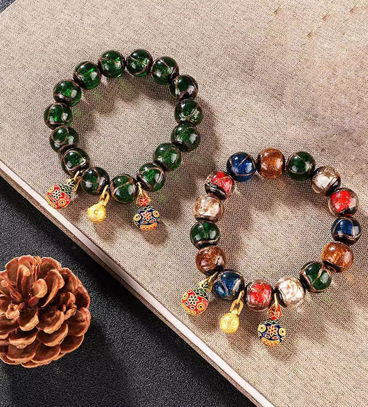 Glass Bead Bracelet for Attracting Wealth and Good Luck