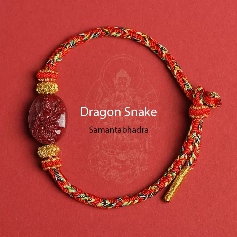 Feng Shui Handcrafted Braided Bracelet, Cinnabar Zodiac Triple Harmony Bracelet