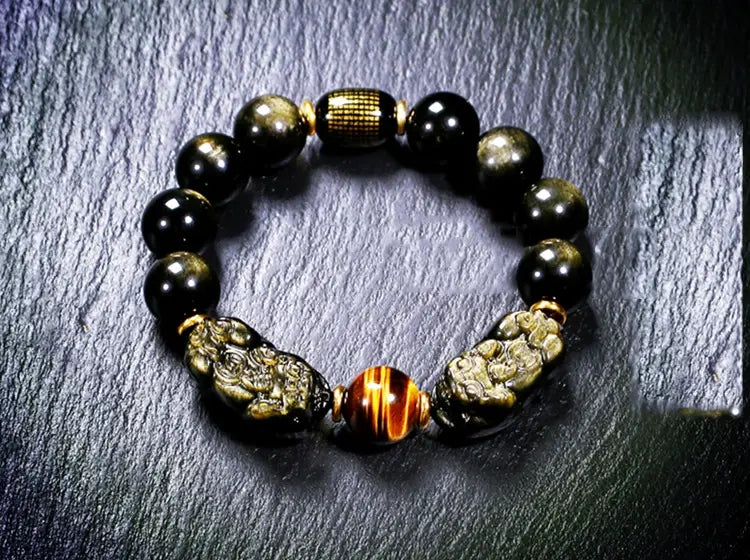 Attract Wealth Black Obsidian Pixiu Bracelet
