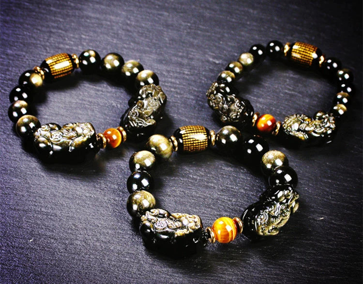 Attract Wealth Black Obsidian Pixiu Bracelet