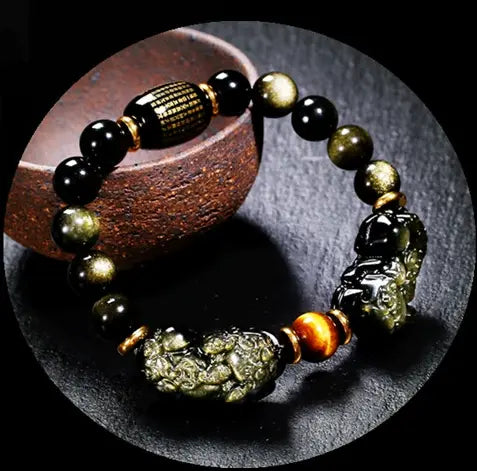 Attract Wealth Black Obsidian Pixiu Bracelet